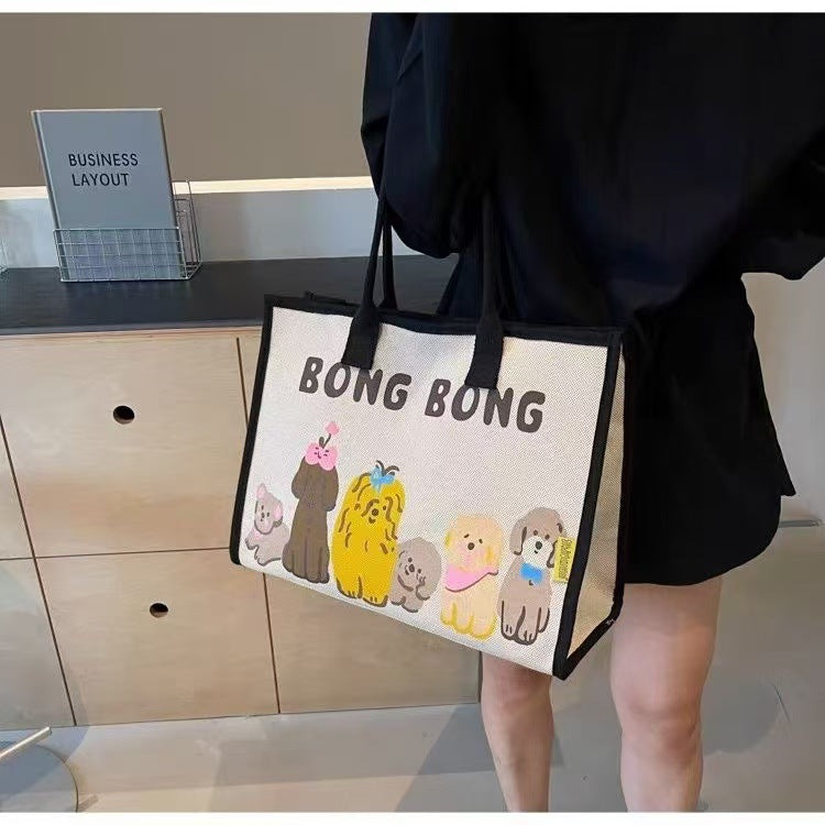 Women's Printed Canvas Large Capacity Outing Shopping Shoulder Bags