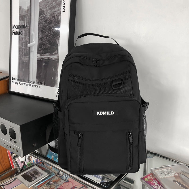 Double Zipper Korean Style Nylon Female Backpacks