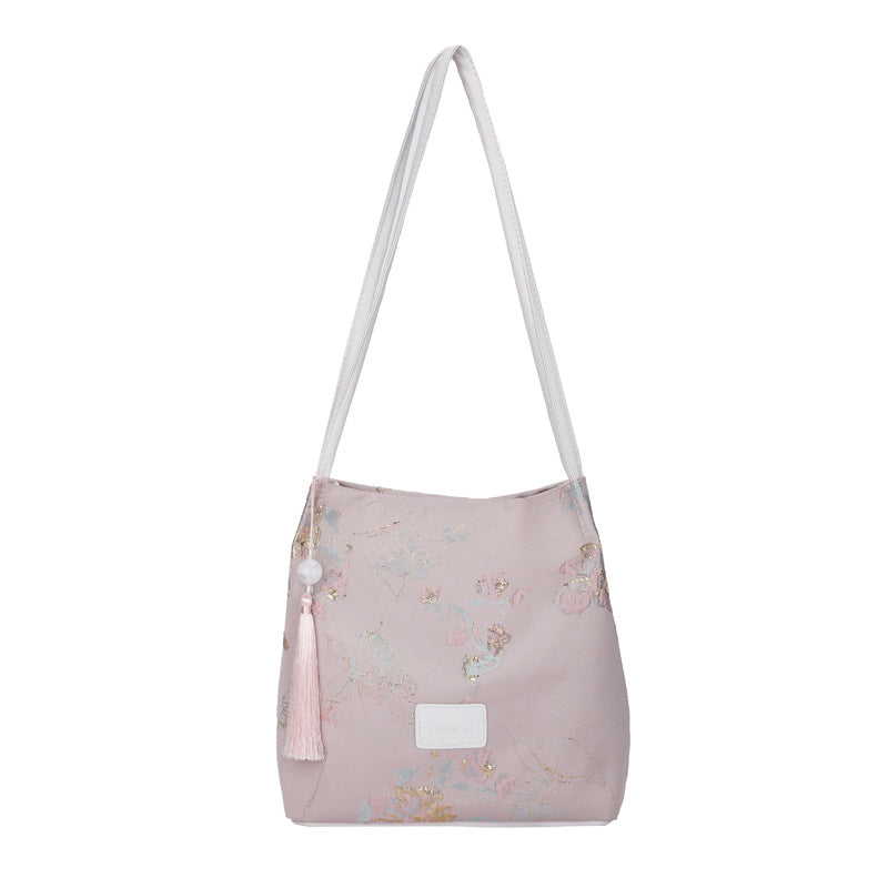Women's Silk Leisure National Style Popular Western Bucket Bags