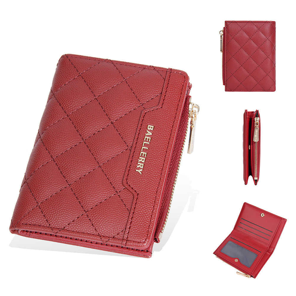 Women's Warm Color Short Snap Button Zipper Ladies Wallets