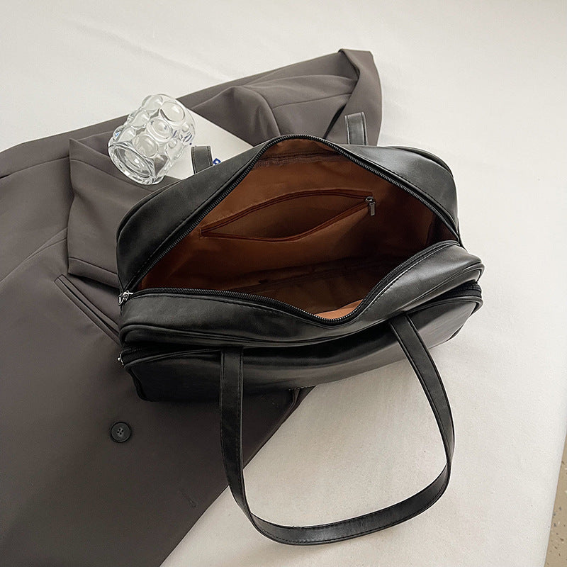 Women's Large Capacity Boston Bowling Pillow Solid Shoulder Bags