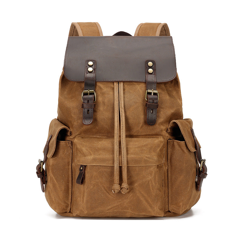 Leather Canvas Trend Computer Waterproof Oil Backpacks
