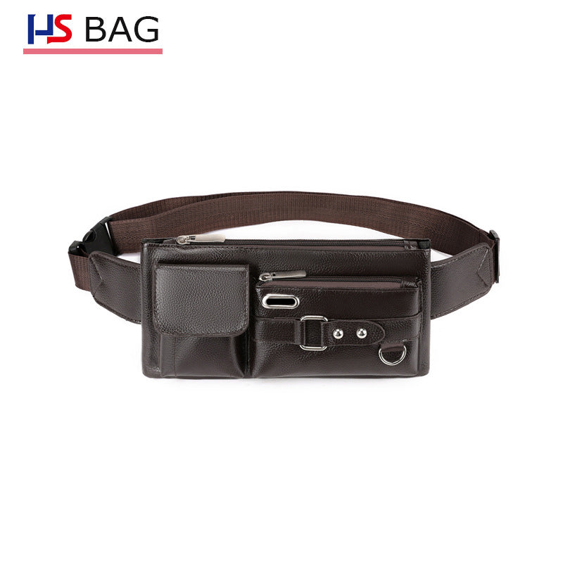 Men's Leather Fashionable Simple Thin Storage Men's Waist Packs