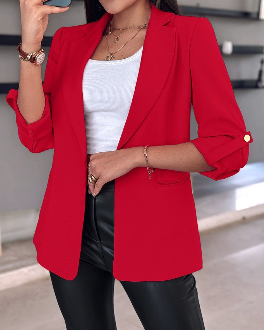 Women's Long Sleeve Solid Color For Small Suit