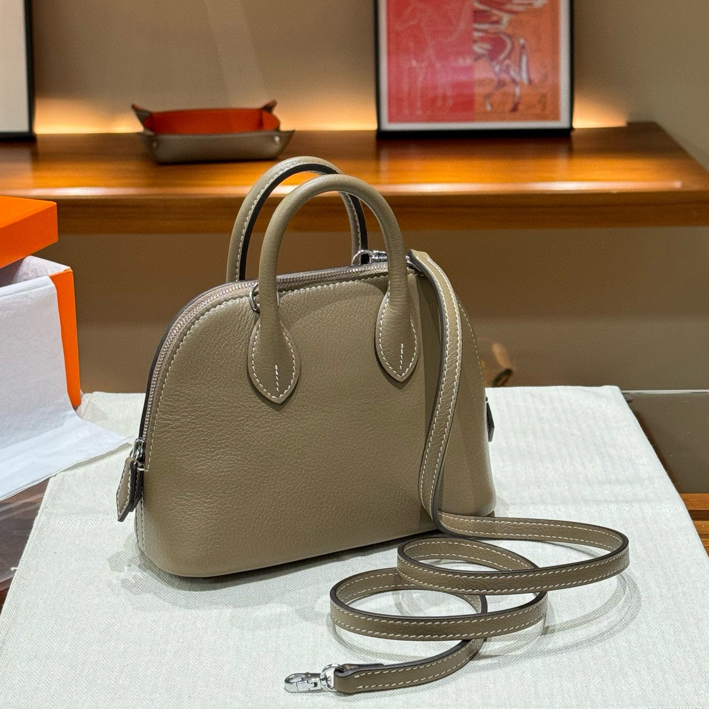 Genuine Leather Goat Pattern Bowling Shell High-grade Crossbody Bags
