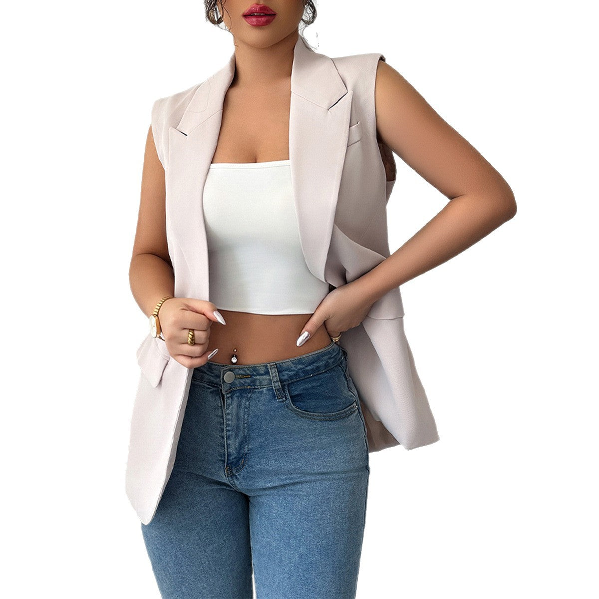 Women's Elegant Graceful Sleeveless Commuter Small Summer Suits
