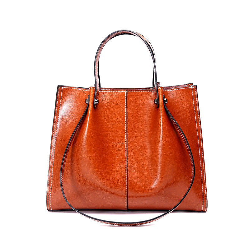 Capacity Portable Retro Commuter High-grade Oil Tote Bags