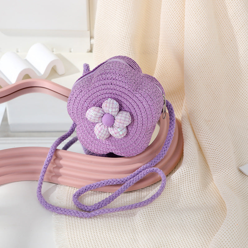 Women's Woven Seaside Flower Beach Summer Mini Children's Coin Purse