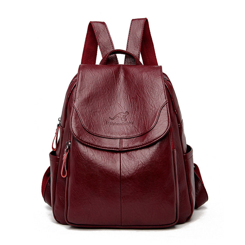 Women's Korean Fashionable Soft Leather Pattern Colorful Backpacks