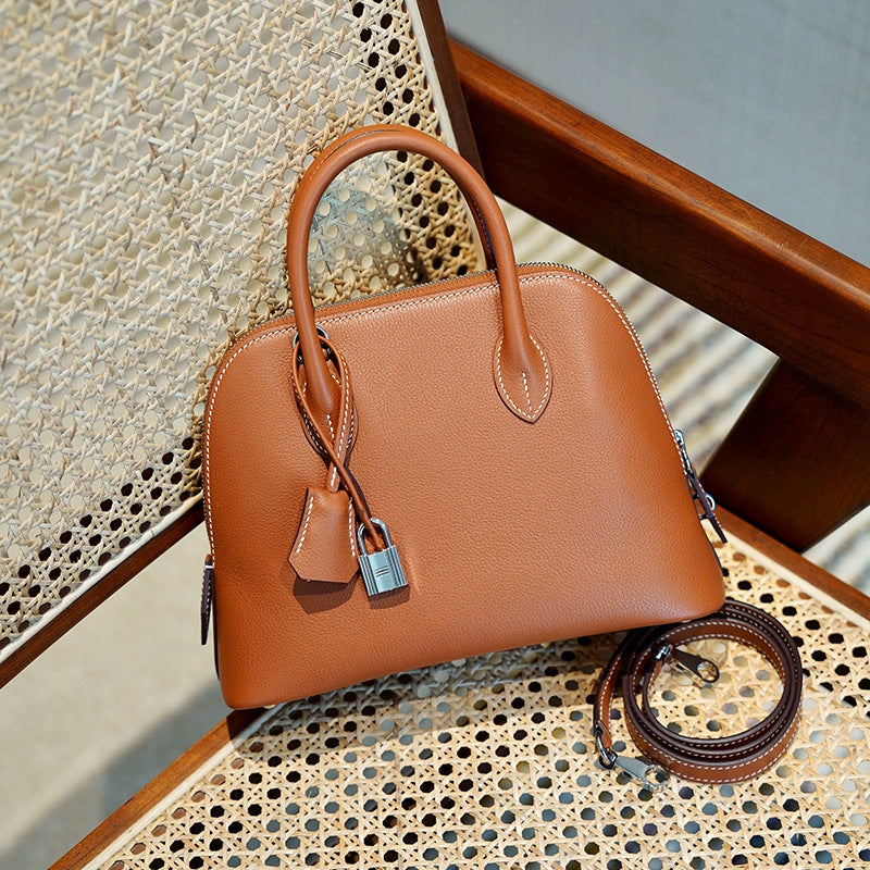 Women's Artisan Bowling Shell Top Layer Cowhide Crossbody Bags