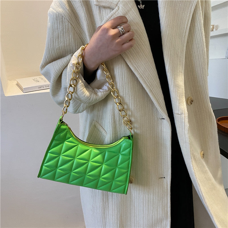 Women's Fashionable Korean Rhombus Underarm Texture Chain Crossbody Bags