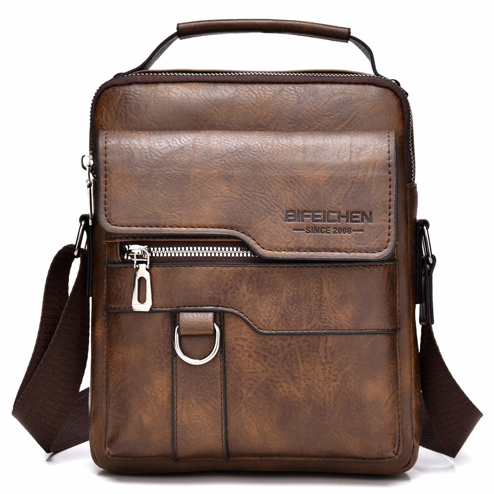 Men's Classic Retro Vertical Portable Leather Men's Shoulder Bags
