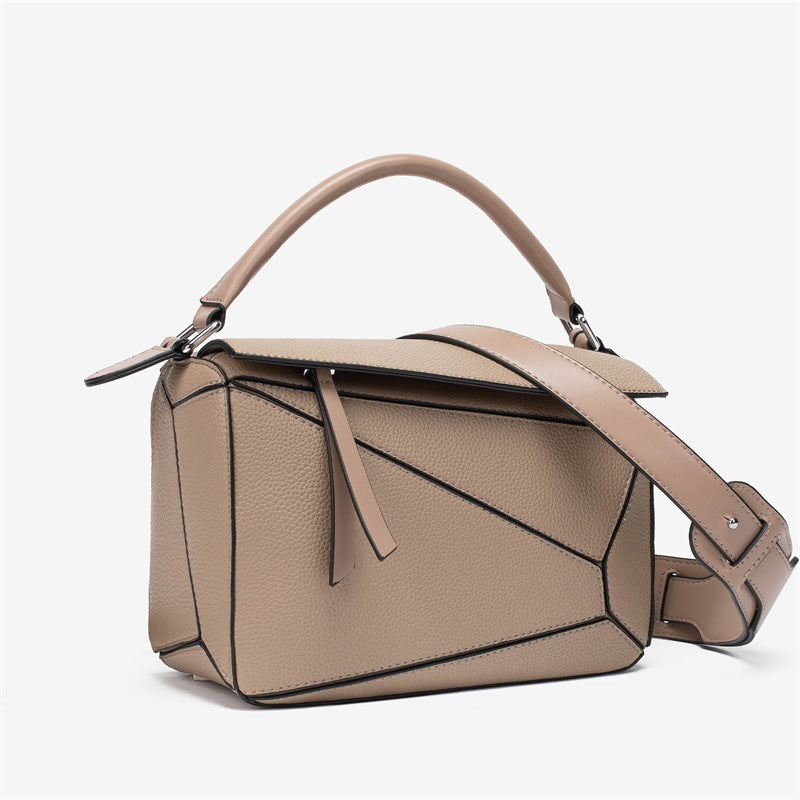 Portable Geometric Stitching Lychee Pattern Lightweight Crossbody Bags
