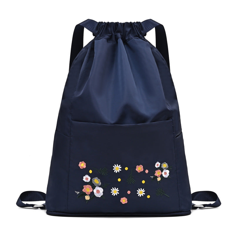 Women's Large Capacity Embroidered Folding Short Distance Dry Wet Separation Backpacks