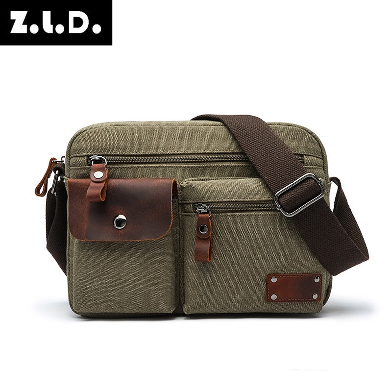 Men's Cross Mirror Canvas Korean Trendy Men's Messenger Bags