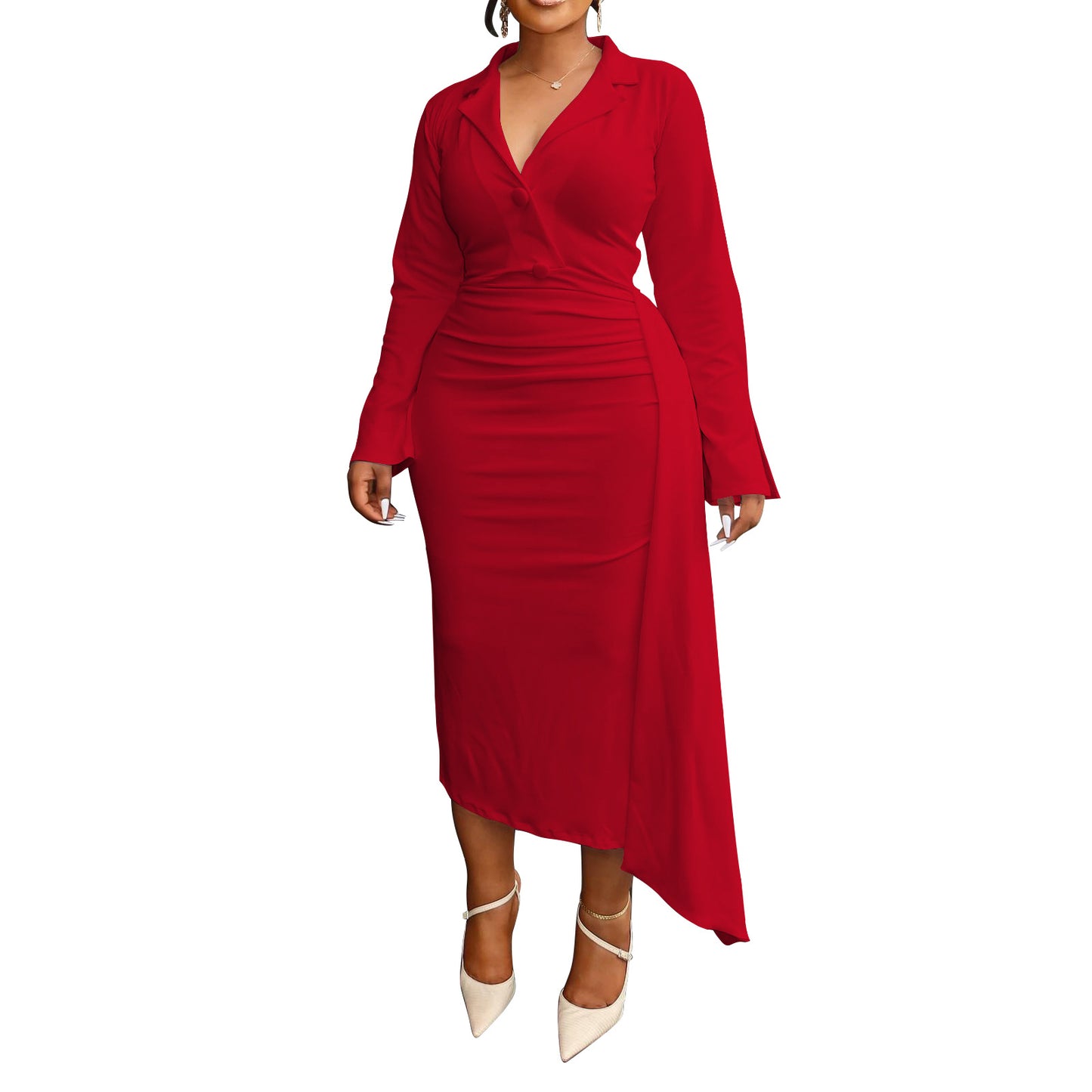 Women's Fashion Sexy Stitching Ruffle Irregular Dress Dresses