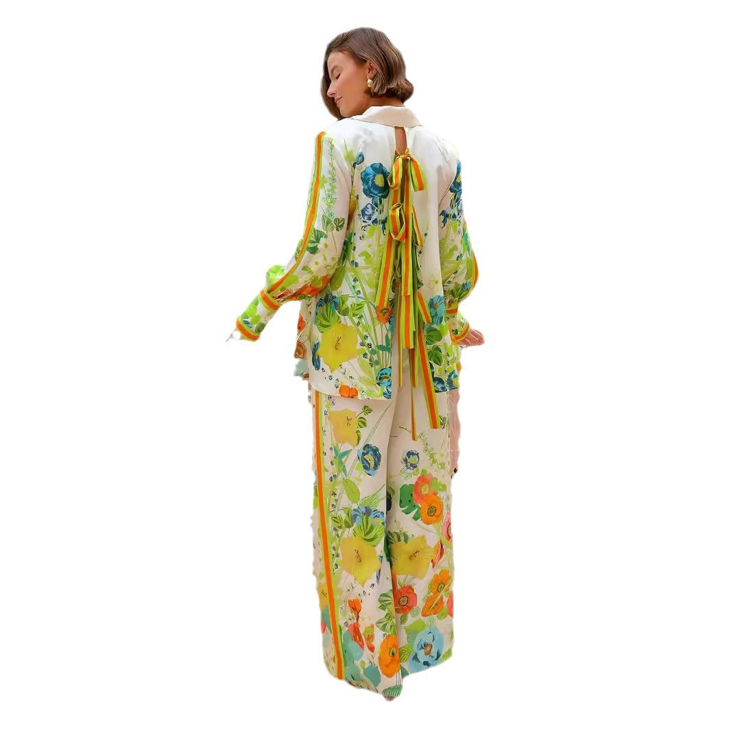 Printing Lace Color Block Holiday Leisure Fashion Casual Suit