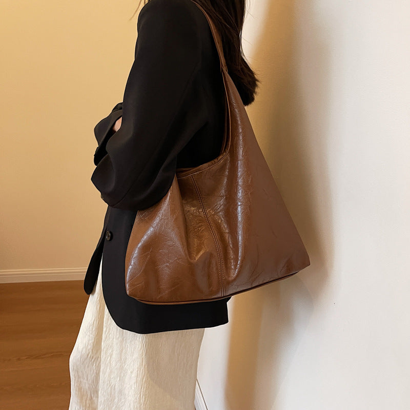Women's Large Capacity Autumn Retro Mother Texture Crossbody Bags