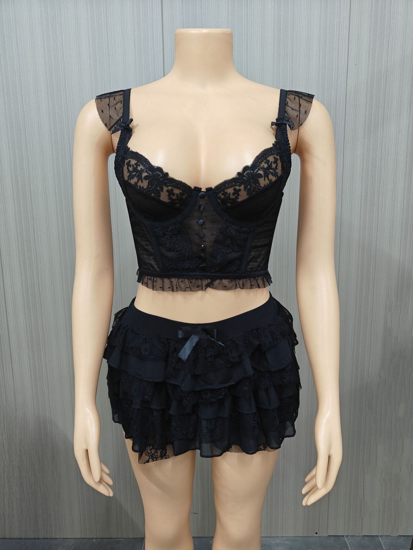 Women's Summer Sexy Lace Cutout Two-piece Large Suits