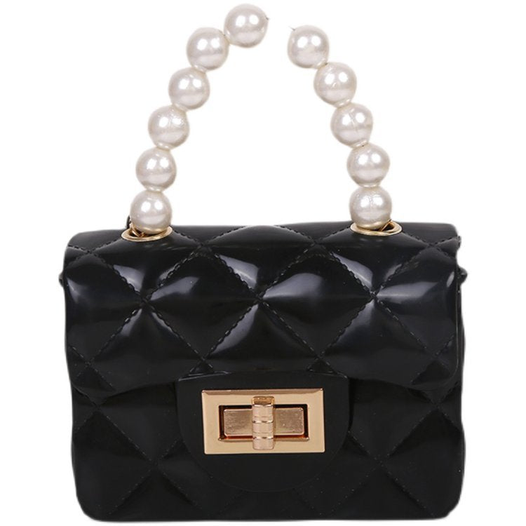 Macron Color Rhombus Pearl Chain Classic Style Crossbody Bags