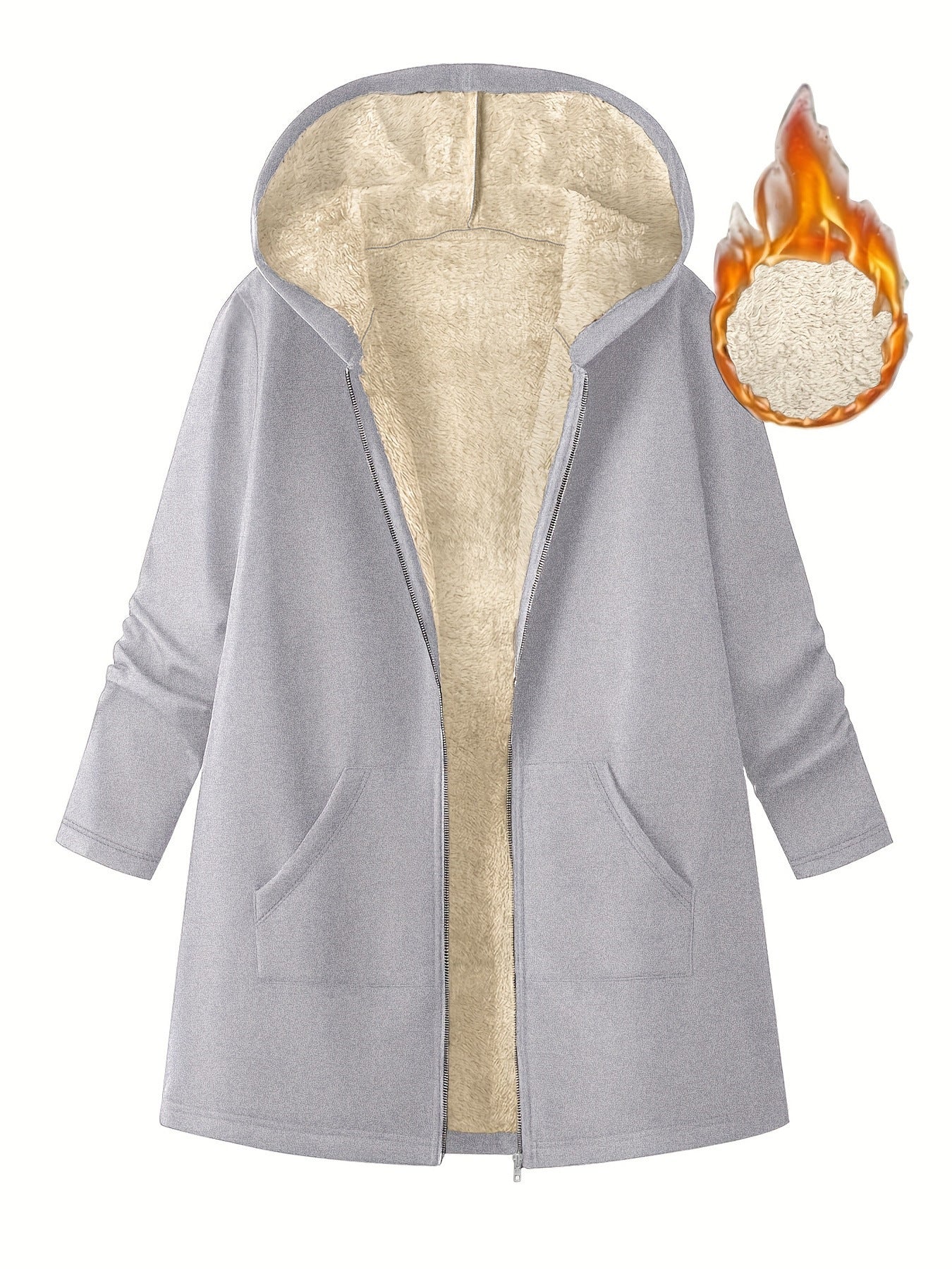 Mid-length Hooded Solid Color With Fur Coats