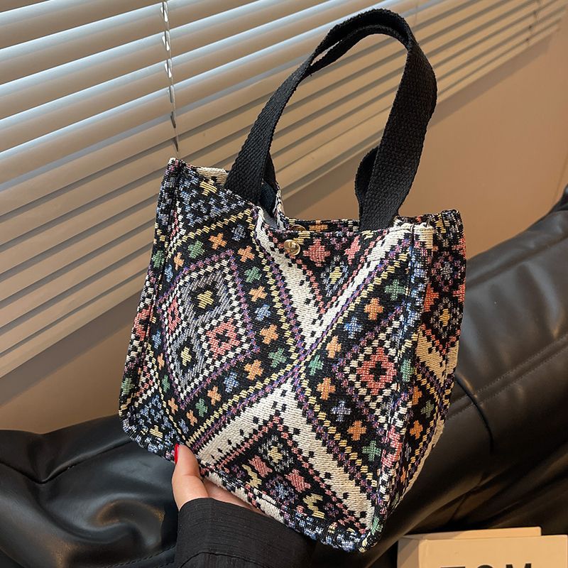 Women's Large Capacity Ethnic Style Canvas Hand-woven Bags