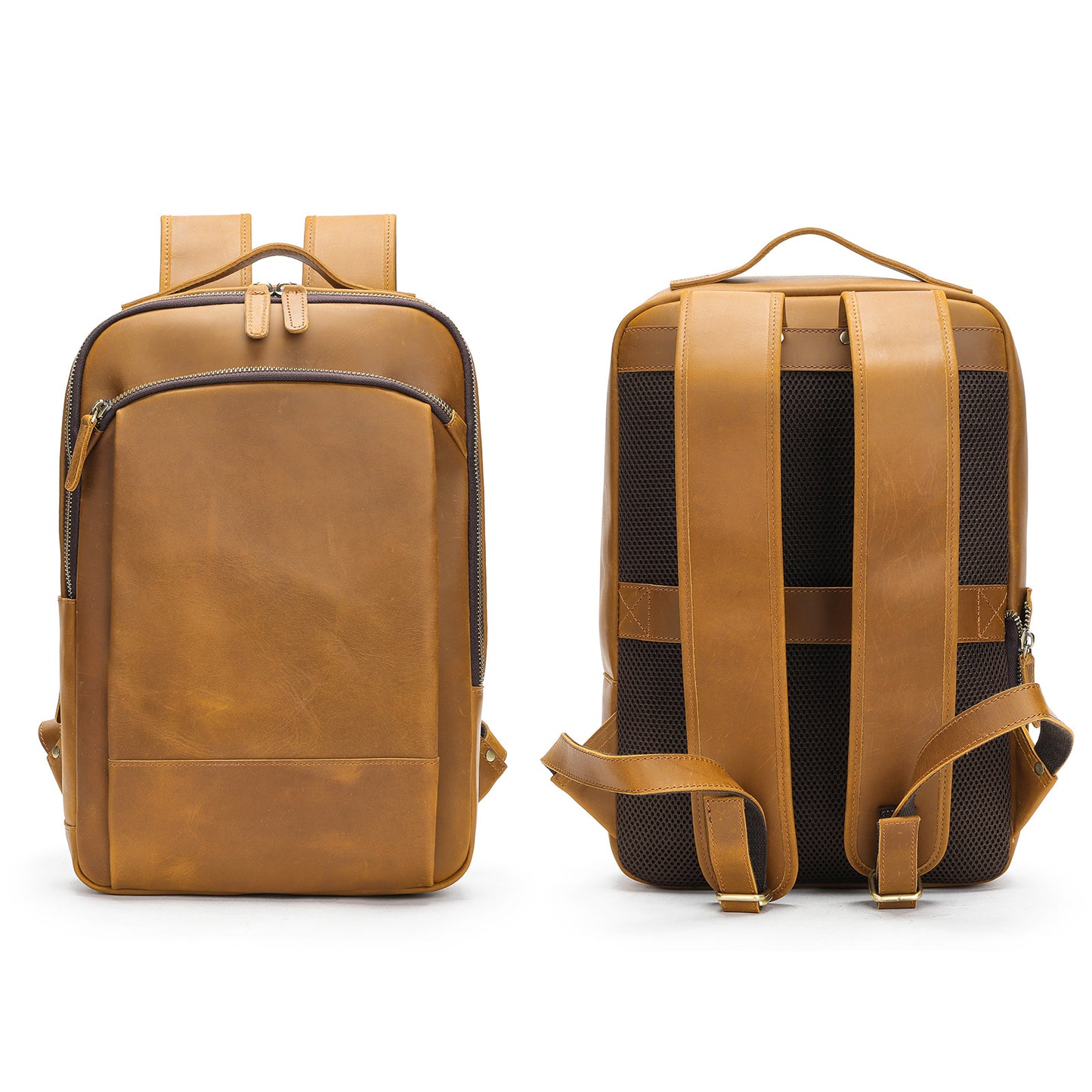 Men's Crazy Horse Leather Vintage Genuine Large Backpacks
