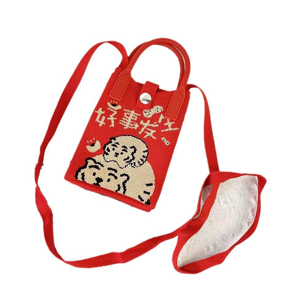 Women's Cat Mini Cute Lightweight Four Knitted Shoulder Bags