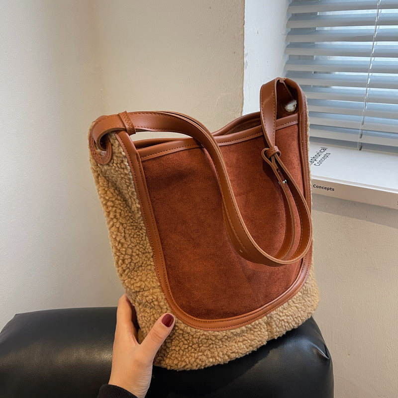Women's Big Plush Large Capacity Lamb Wool Shoulder Bags