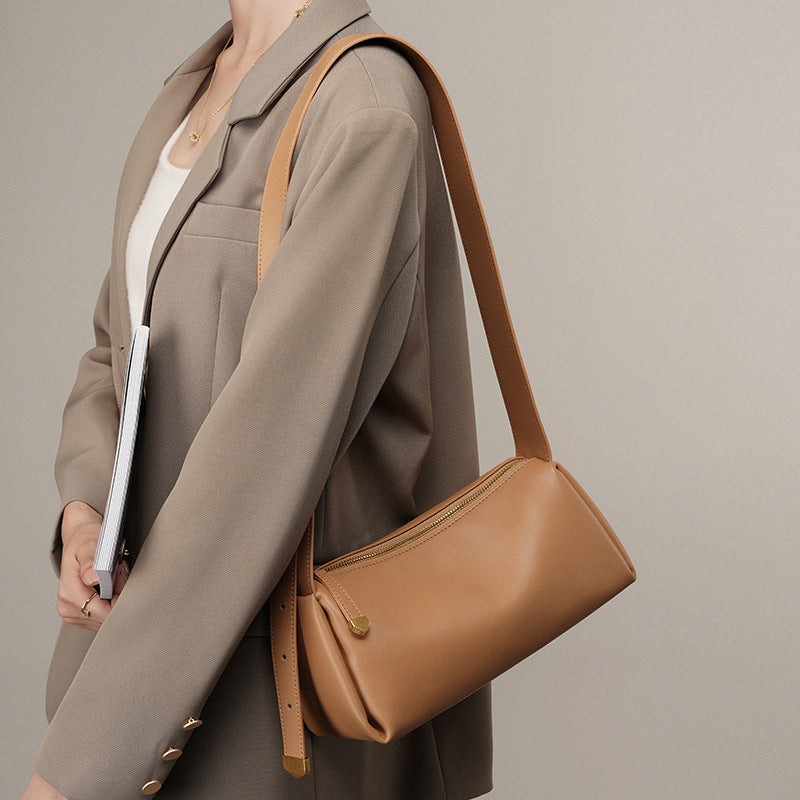 Women's Cowhide Black Genuine Leather High-grade French Crossbody Bags