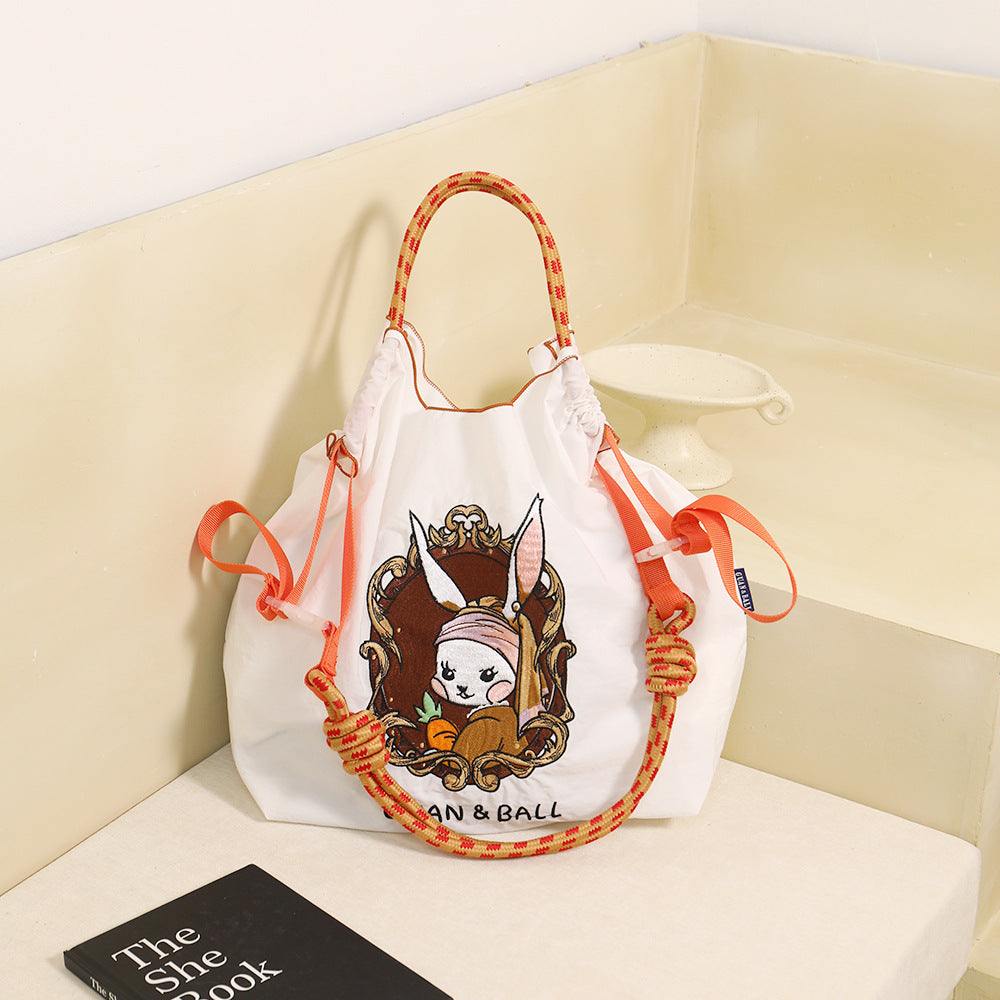 Women's Style Embroidery Black Constellation Hard Canvas Shoulder Bags