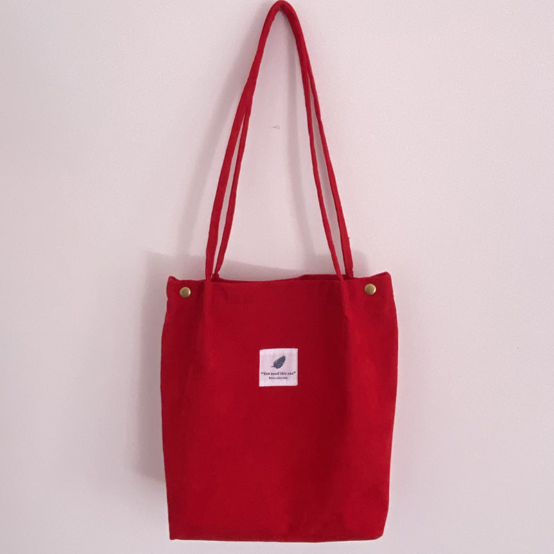 Women's Large Capacity Totes Shopping Canvas Corduroy Shoulder Bags