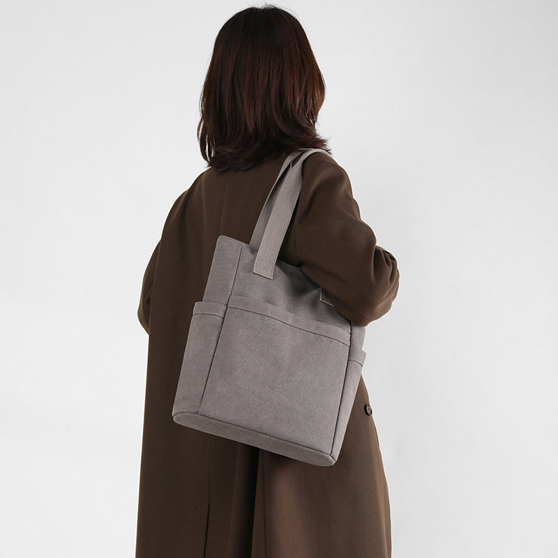 Women's Canvas Simple Korean Style Fashionable Large Shoulder Bags