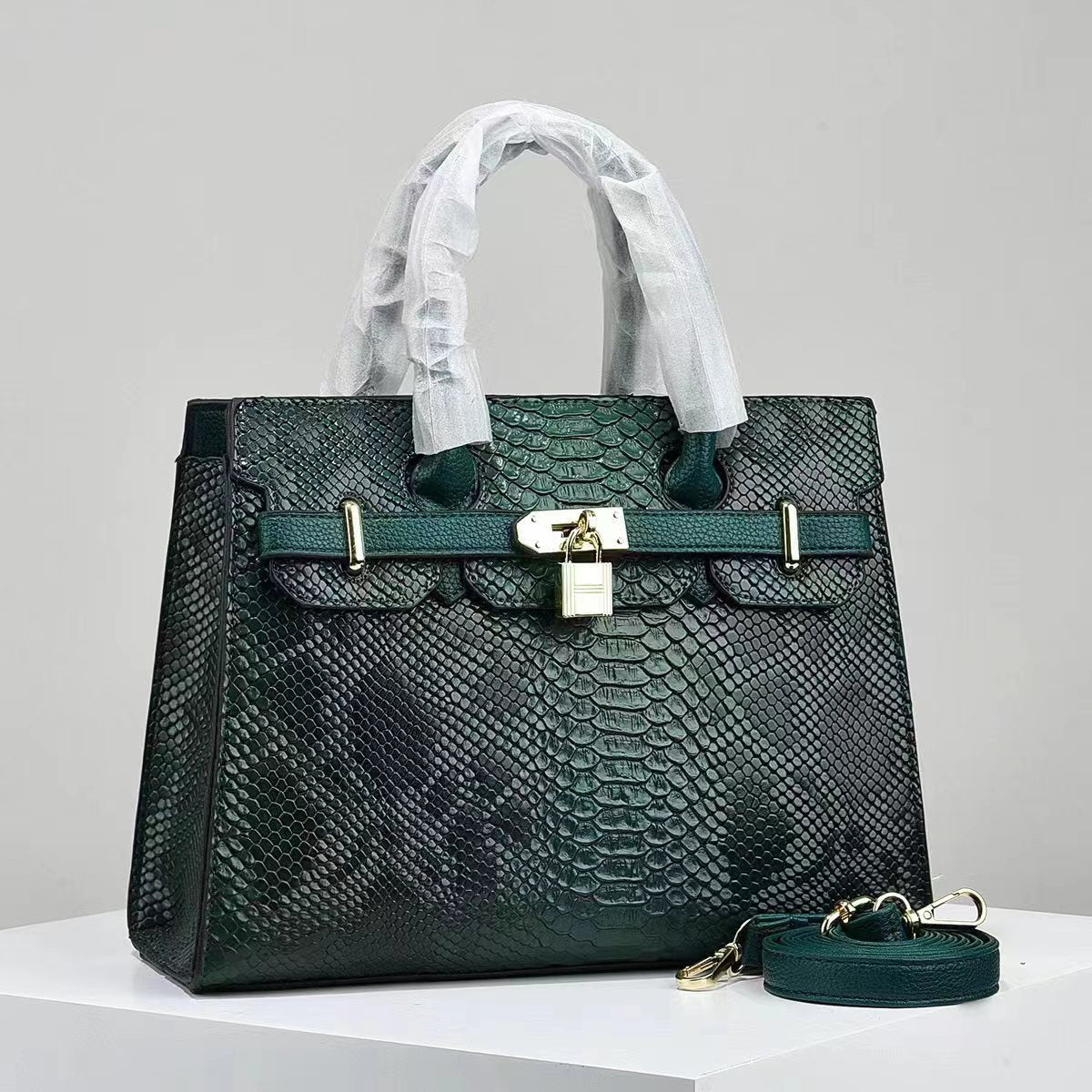 Women's Fashion Large Capacity Bright Leather Stone Shoulder Bags