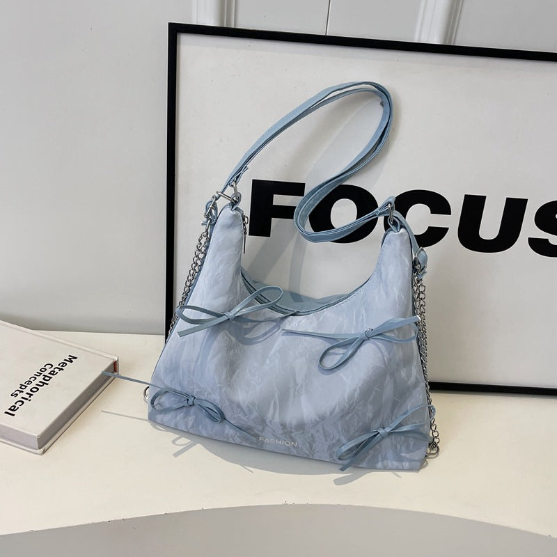 Bow Fashion Korean Gentle Textured Female Tote Bags