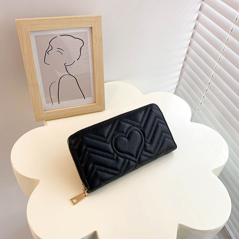 Long Large Capacity Zipper Clutch Love Ladies Wallets