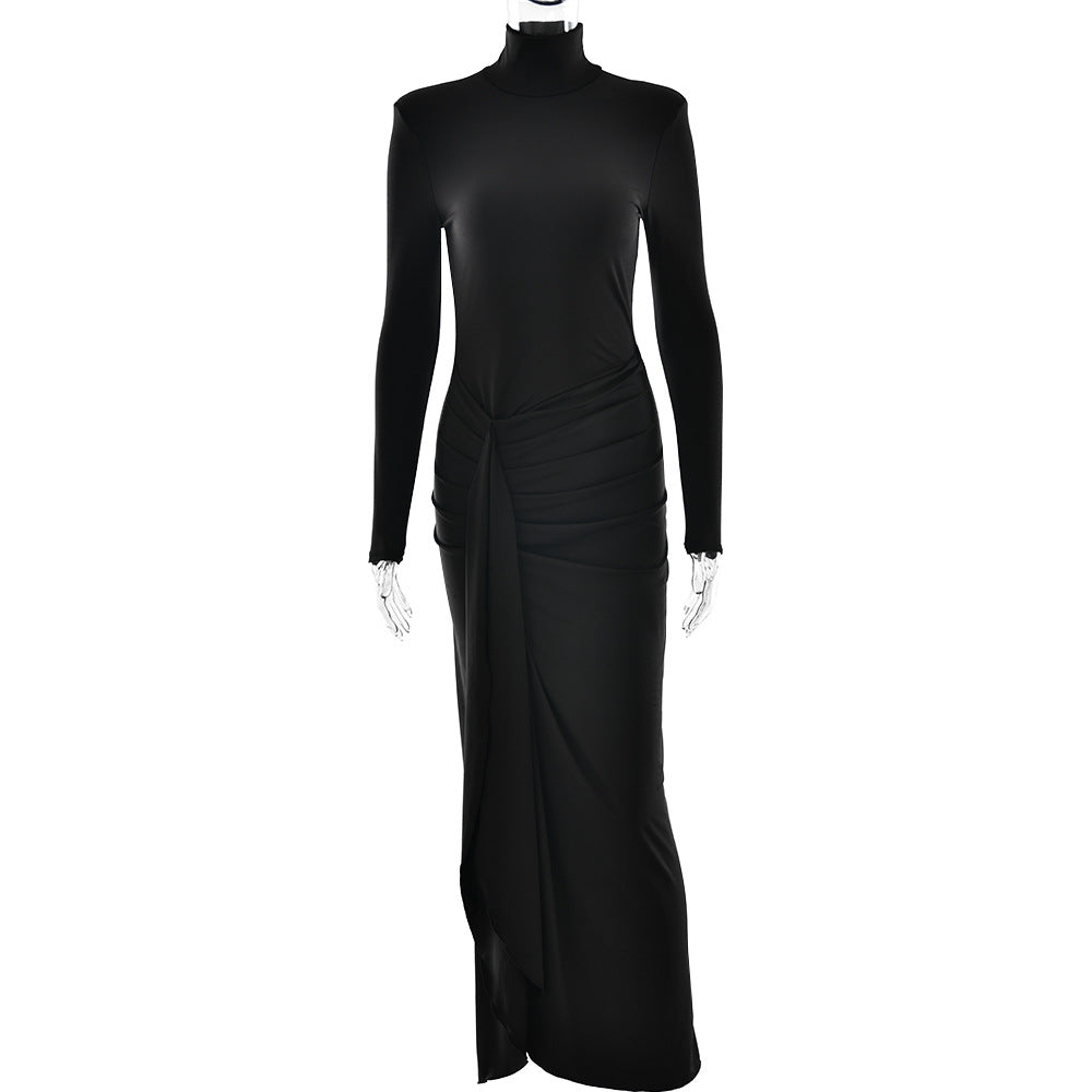 High Neck Sexy Long Dress Fashion Tie Elegant Dresses