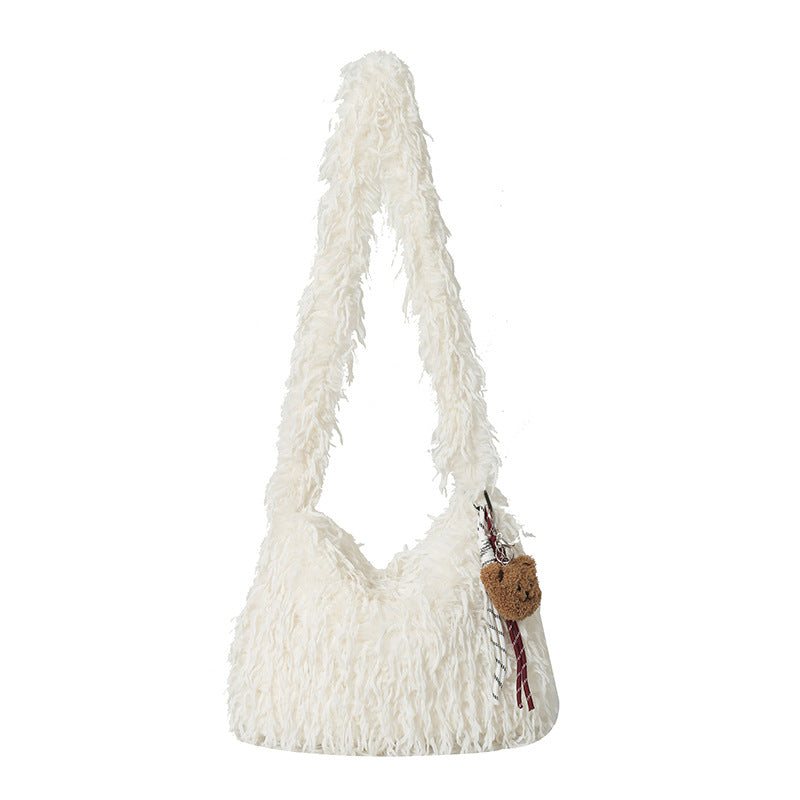 Women's Furry Tassel Plush Female Korean Style Shoulder Bags
