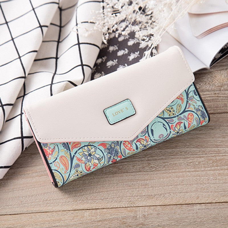 Women's Idyllic Floral Rhombus Contrast Color Envelope Coin Purses