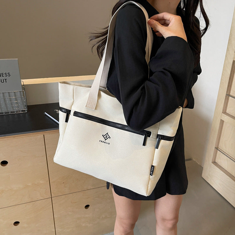 Women's Canvas Preppy Style Large Capacity College Shoulder Bags