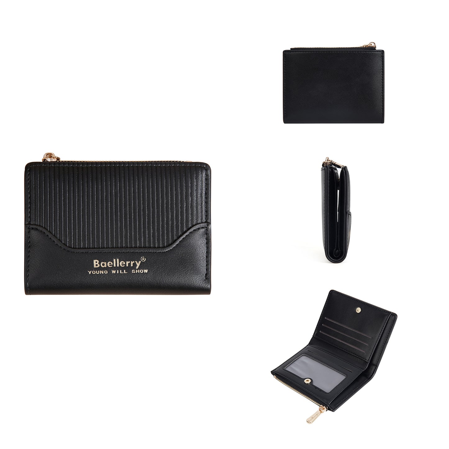 Women's Short Striped Zipper High Sense Female Ladies Wallets