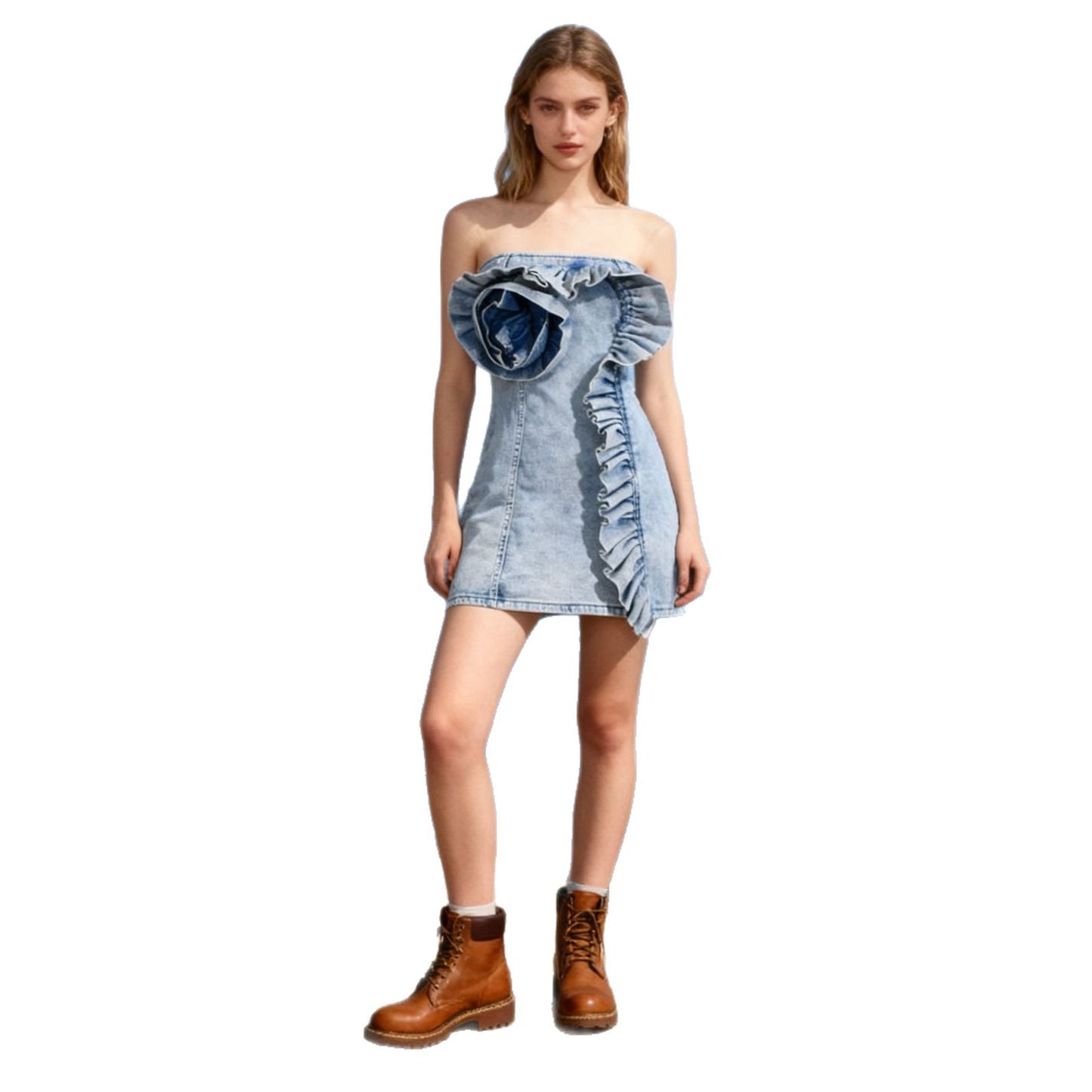 Women's Cinched Dress Autumn High-grade Three-dimensional Flower Dresses