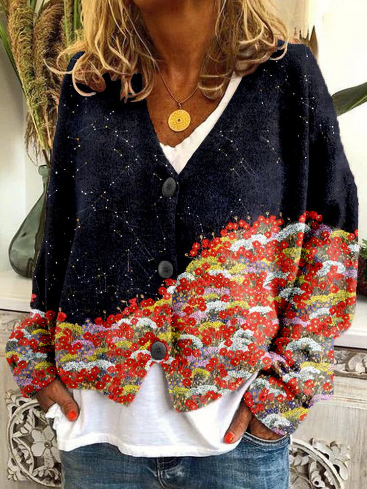 Women's Printed Wear Soft Casual Cloak Fashion Knitwear