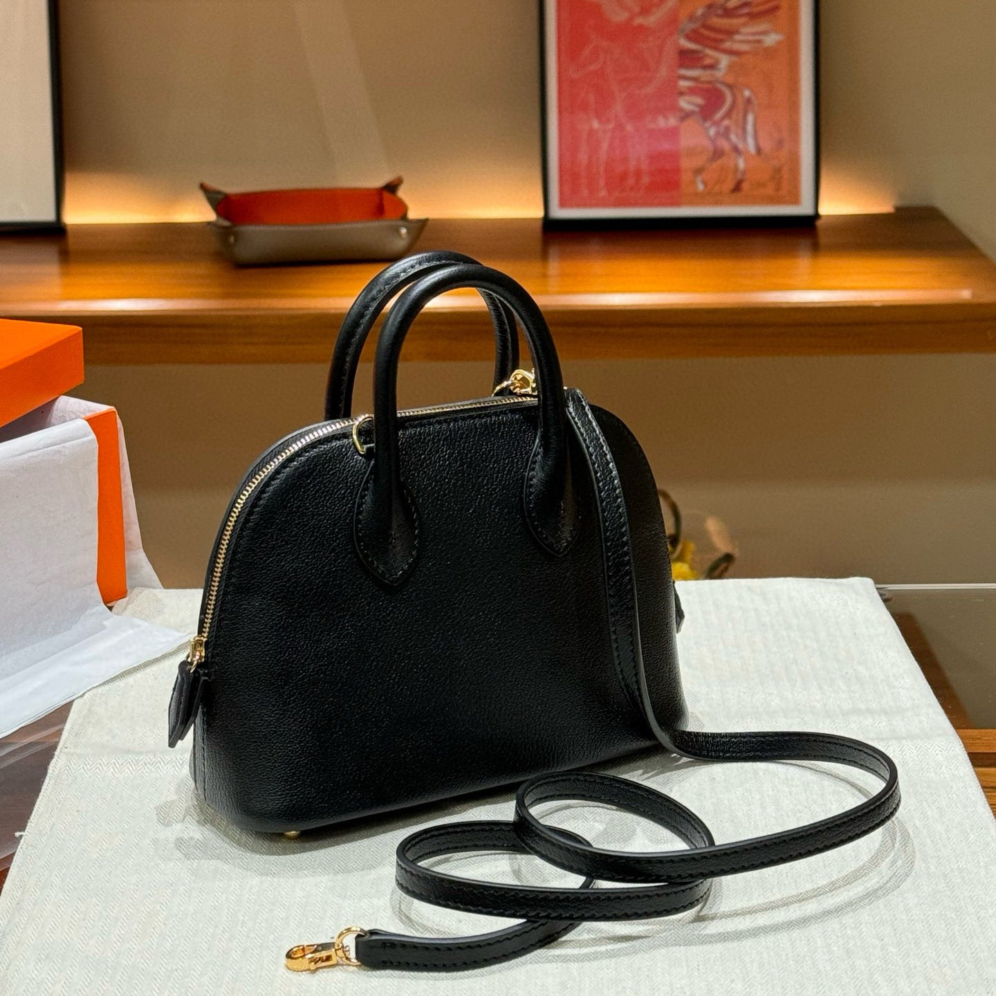 Genuine Leather Goat Pattern Bowling Shell High-grade Crossbody Bags
