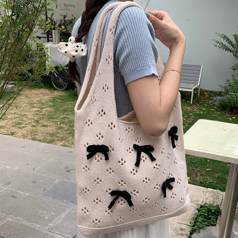 Women's Bow Summer Versatile Woven High Sense Shoulder Bags