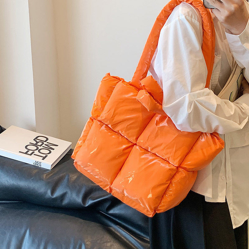 Women's Fashion Large Capacity Totes High-grade Shiny Simple Shoulder Bags