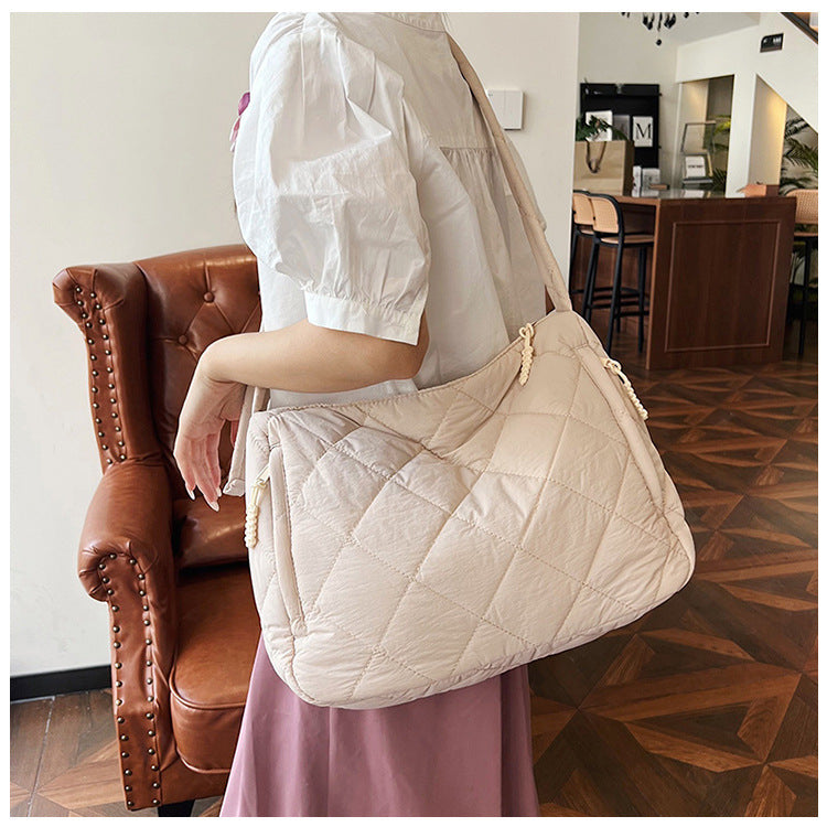 Women's Nylon Down Korean Rhombus Lightweight Large Bags