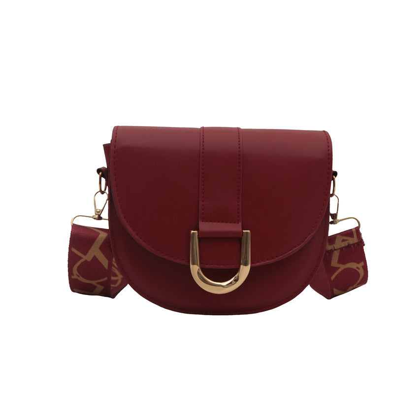 Simple Wide Strap Letters Saddle Fashion Bags