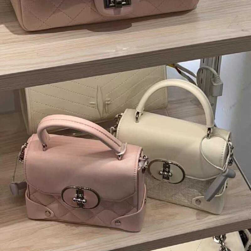 Women's Niche Portable Box Classic Style Diamond Plaid Crossbody Bags