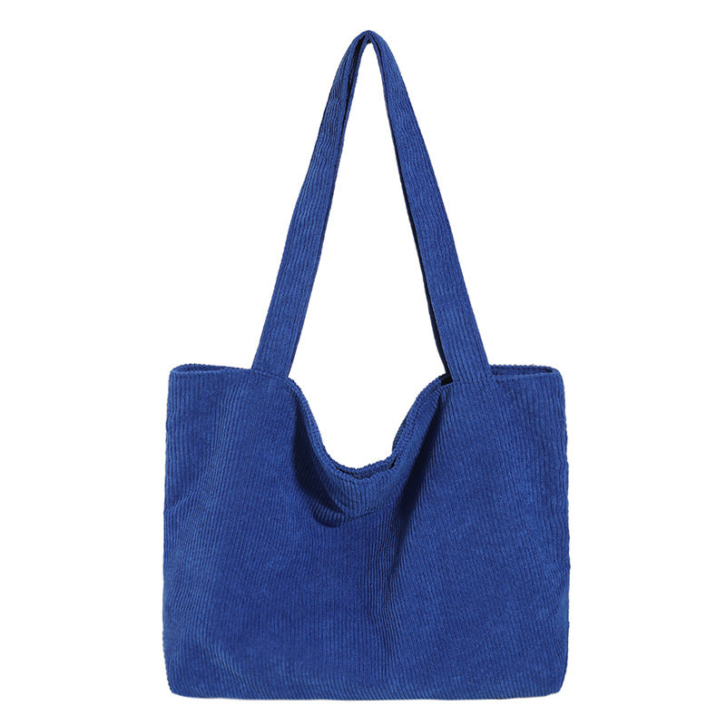 Korean Style Large Capacity Shopping Leisure Artistic Canvas Corduroy Shoulder Bags